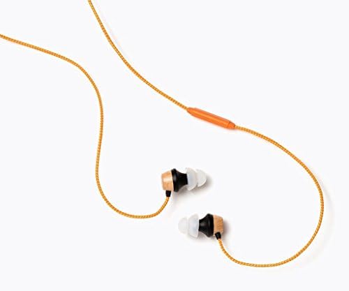 Senfonize ALN Premium Hakiki Ahşap kulak İçi Gürültü yalıtımlı Kulaklıklar, Kulaklıklar, mikrofonlu kulaklık (Turuncu Şerit)