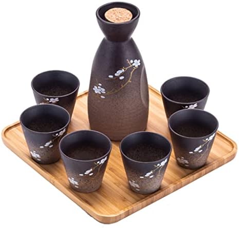 SDGH Seramik Şarap Seti Japon Kiraz Çiçeği Sake Pot Şarap Bardağı Sake Şişe Sake Fincan Seti Barware Drinkware Ev Dekor