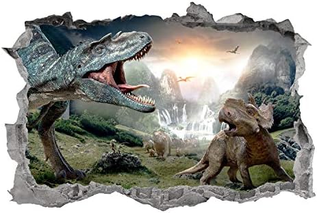 Dinozorlar Duvar Çıkartması Sanat Çökerttiğini 3D Grafik Jurassic Dünya Duvar Sticker Duvar Posteri Çocuk Yatak Odası Dekor