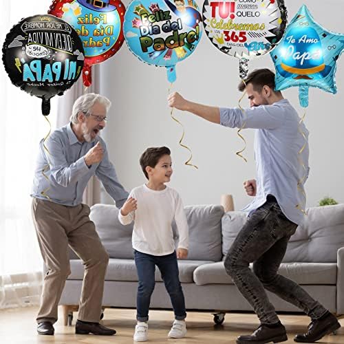 24 Pcs Mutlu Babalar Günü Alüminyum Balonlar En İyi Baba Hiç Parti Süslemeleri 18 İnç İspanyol Baba Folyo Balonlar Feliz