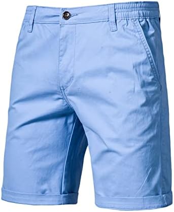 Erkek Klasik Fit Şort Casual Katı Zip-Fly Düz Bacak Düz Ön Şort Diz Boyu Düğme Orta Bel Kargo Pantolon