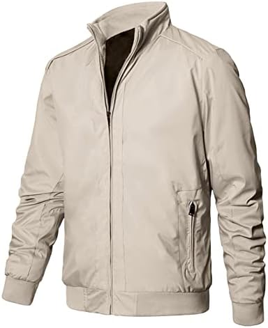 Erkek Hafif Softshell Ceket Rahat Bahar fermuarlı rüzgarlık Standı Yaka Bombacı kolej ceketi Dış Giyim (Koyu Mavi, 3X-Large)