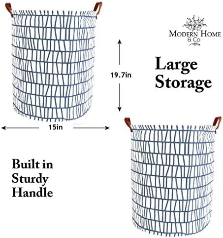 ModernHome & Co 19.7 in Uzun Çamaşır Basker Büyük Sepet Odası Depolama Dekor Su Geçirmez Katlanabilir Tuval çamaşır sepetleri
