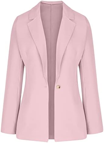 Kadın Rahat Hafif Blazer Ceket Takım Elbise Yaka Uzun Kollu Günlük Çalışma için Bir Düğme Ofis Blazers Cepler ile