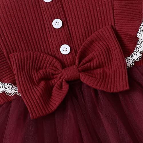 Elbise için Bebek Kız Yürüyor Bebek Kız Sonbahar Kış Uzun Kollu İlmek Örgü Tül Elbise Prenses Elbise Kızlar için