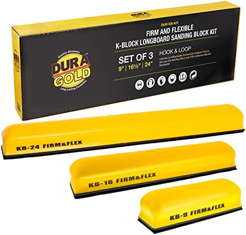 Dura-Altın Pro Serisi K-Blok Zımpara Firma ve Esnek El Zımpara Blok Kiti ile Kanca & Döngü Destek ve PSA Adaptörü Pad & 180