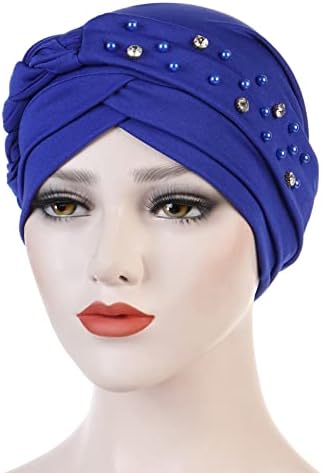 Kadın Rhinestones Bere Şapka Türban Headwrap Moda İnci Saç Kapakları Başörtüsü Kadınlar için Pilili Kanser Şapkalar