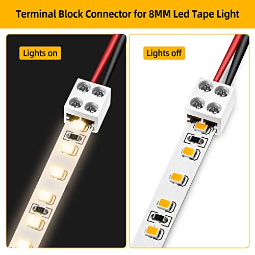 Letslıtup 25 Paket Lehimsiz Led bant ışık konnektörleri Vidalı Terminal blokları 2 Pin 8mm bant tel şerit ışıklar için Led