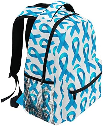 JUNZAN Meme Kanseri Mavi Kurdeleler Farkındalık Laptop Sırt Çantası 16 İnç Okul Seyahat Çantaları Bookbag Çocuklar için İş