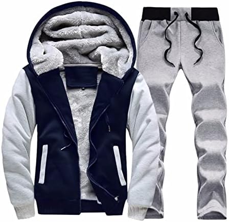 Kış erkek Eşofman Setleri Polar Kapüşonlu Ceket + Pantolon 2 Parça Set Erkek Hoodies spor elbise Ceket Kazak