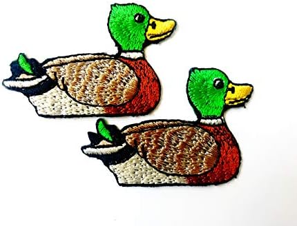 TH 2 Set Küçük Mini Yeşilbaş Ördek Sevimli Karikatür Logo Yamalar Dikmek Demir on İşlemeli Aplike Rozet İşareti Yama Giyim