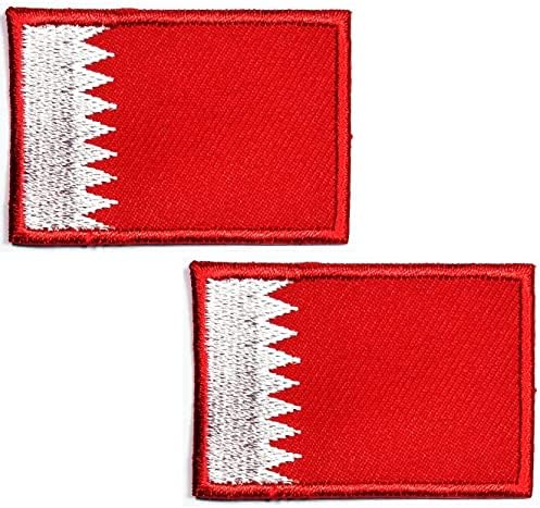 Kleenplus 2 adet. 1. 2X1. 7 İNÇ. Bahreyn krallığı Bayrağı İşlemeli Yama Demir Dikmek Ulusal Amblemi Yama Kare Şekli Bayrak