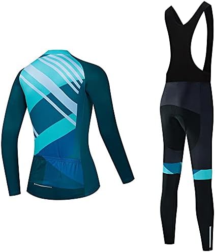 Kadın Bisiklet Jersey Seti Bisiklet Gömlek Uzun Kollu Bisiklet Giyim Bisiklet Önlüğü Pantolon 20D Jel Yastıklı