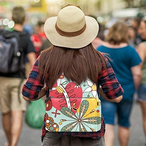 TBOUOBT Deri seyahat sırt çantası Hafif Dizüstü Rahat Sırt Çantası Kadın Erkek, Modern Soyut Karikatür Çiçekler Bahar Güzel