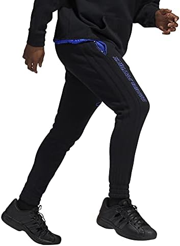 adidas Erkek Daniel Patrick basketbol potaları koşucu pantolonu, Siyah / Kobalt Mavisi