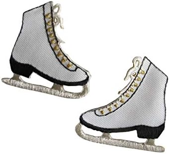 ETDesıgn 3391 Lot 2 adet/çift Buz Pateni Ayakkabısı Nakış Demir On Aplike Yama Zanaat, Dikiş, Giyim-1 3/4 x 1 7/8 inç /