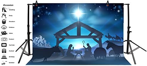 LFEEY 20x10ft Doğum İsa Zemin Noel Gece Yemlik Doğuş Sahne Siluet Arka Plan Çiftlik Ahır Istikrarlı Hıristiyanlık Fotoğraf