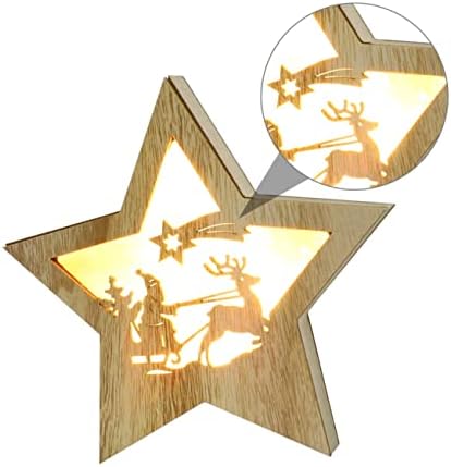 TOGEVAL 1 adet Pentagram Kolye para Mesa De Mevcut Süsler LED Fenerler Ahşap Masaüstü Noel Süsler Yıldız Süs Noel Asılı Yıldız