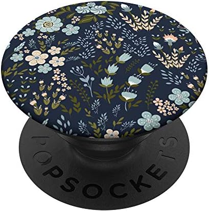 Açık Mavi Zeytin Yeşili Çiçekler Çiçek Desenli Özel Tasarım PopSockets PopGrip: Telefonlar ve Tabletler için Değiştirilebilir
