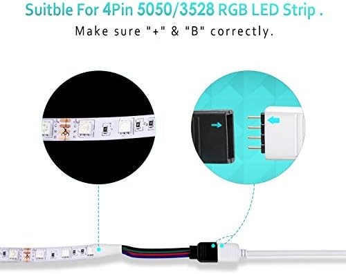 Nelyeqwo LED ışık Konnektörleri, LED Şerit ışıklar Uzatma Kablosu 3.28 ft 4 Pinli Konnektör Lehimsiz RGB LED ışık Adaptörü,