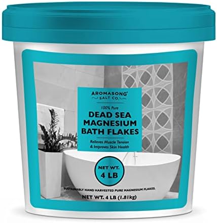 Banyo için Aromasong Ham Ölü Deniz Magnezyum Gevreği-Yeniden Kullanılabilir Kovada 4 LB Dökme Banyo Tuzu