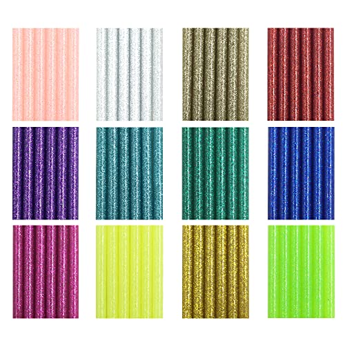 72 Adet Glitter Sıcak Tutkal Renkli Tabanca Çubukları, 12 Renk, AFUNTA EVA Tutkal Mini Boyutu sıcak eritme yapışkan Sopa