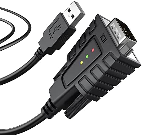 DriverGenius USB232A-B, 3 x LED'li USB'den Seri RS232 DB9 Adaptörüne-Win11 ve Mac (M/M, 3ft / 1m)