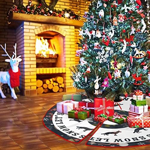Siyah Let It Kar Ağacı Etek Kar Taneleri Küçük Köpek Temalı Noel Ağacı Etek Vintage Etek Taban Kat Mat Kapak Noel Ağacı Tatil