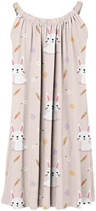 CGGMVCG Paskalya Elbise Kadınlar için Yaz Kolsuz Tavşan Yumurta Baskı Tankı Mini Elbise Strappy Casual Moda Bayan Elbiseler
