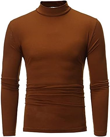 Realdo Mens Moda Termal Mock Balıkçı Yaka Uzun Kollu T Shirt Casual Slim Fit Streç Temel Tasarlanmış Baselayers Tops