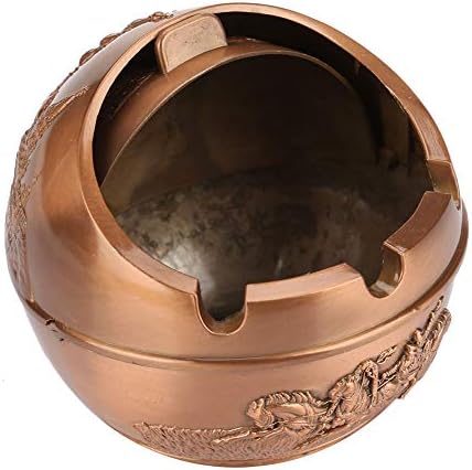 QıruIXınXı Rüzgar Geçirmez Küllük kapaklı, Vintage Kale Kabartma Desen Topu kül tablası Araba Ev Ofis için Zarif Dekorasyon(Sred_Bronze)