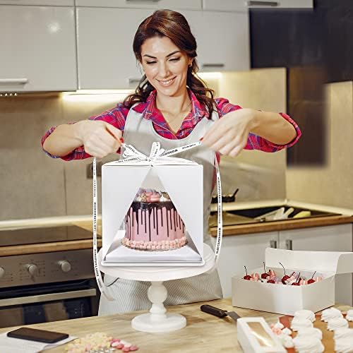 Savlore Takviyeli Şeffaf Pasta Kutusu (4'lü Paket) - Katmanlı Kekler için 10 x inç Boyunda Kutular , Pencereli Taşıyıcı ve