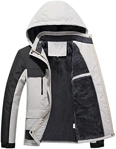 ADSSDQ Sonbahar Ceket Erkekler için, Uzun Kalça Gecelik Uzun Kollu Rüzgarlık Erkekler Kış Tam Zip Colorblock Kürk Astarlı