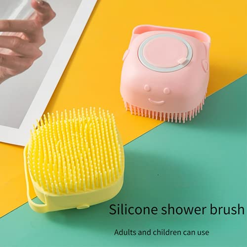 Silikon Banyo Fırçası Dolum Sıvı Bebek Yetişkin Banyo Sürtünme Geri Havlu Pet Masaj Fırçası Banyo Şampuanı Fırçası (Kalp