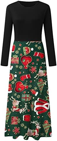 Bayan Noel Elbiseler Uzun Kollu Kokteyl Parti Bir Çizgi Noel Midi Parti Tatil askı elbise Midi Elbiseler Kadınlar için