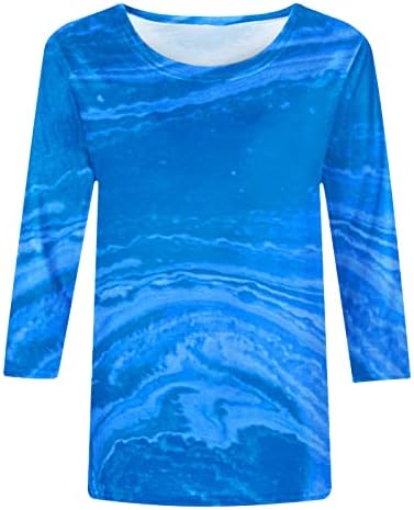 Kadınlar için rahat Üstleri Moda Baskılı T Shirt Yuvarlak Boyun 3/4 Kollu Kazak Gömlek 2023 Yaz Bluzlar