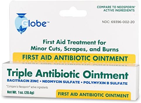 Globe Üçlü Antibiyotik ilk yardım Merhemi, 1 Oz. / 24 Saat Enfeksiyondan Korunma, Küçük Sıyrıklar, Yanıklar ve Kesikler için