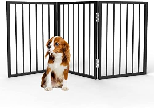 Geleneksel Bağımsız Köpek Kapısı, 3 Panel 24 inç Ayakta Katlanır Z Şekli Küçük Orta Evcil Köpekler için Genişletilebilir