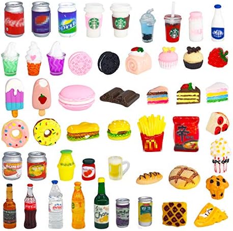 50 Adet Minyatür sıvı gıda Şişeleri Soda Pop Kutular Oyna Pretend Mutfak Oyunu Parti Aksesuarları Oyuncaklar Hamburg Kek