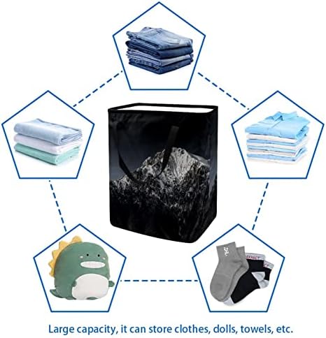 Dağlar Koyu Gökyüzü Baskı Katlanabilir çamaşır sepeti, 60L Su Geçirmez çamaşır sepetleri çamaşır Kutusu Giysi Oyuncak Depolama