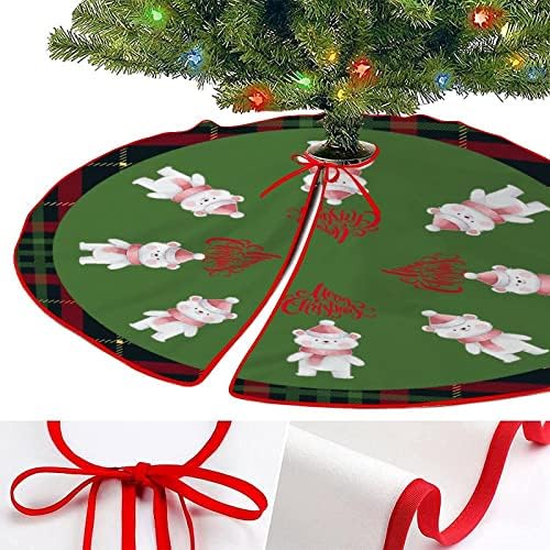 Buffalo Ekose Kırmızı ve Yeşil Noel Ağacı Etek Santa Kardan Adam Kar Taneleri Mumlar Ağacı Etek Vintage Etek Taban Kat Mat