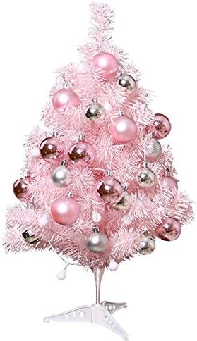 Noel Ağacı Pembe Noel Ağacı DIY Mini masa üstü dekore Edilmiş Noel Ağacı Baubles Süsler Süslemeleri (Renk: Pembe, Boyut: