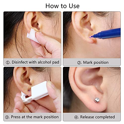 Kulak Piercing Seti - 6 Paket Kendinden Kulak Piercing Tabancası, Tek Kullanımlık Kulak Küpe Seti Küpe Çıtçıt Güvenlik Kulak