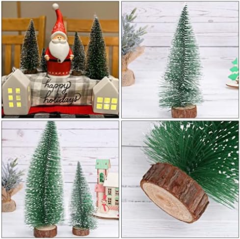 Didiseaon Mini Yapay Noel Ağacı: 6 pcs Çam Ağaçları Noel Ağacı şişe fırçası Ağaçları ile Ahşap Taban DIY El Sanatları Noel