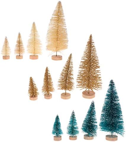 NUOBESTY yapay çam Ağacı 12 Pcs Masa Noel Ağacı Süsler Yapay Mini Noel Ağaçları Sisal Ağaçları ile Ahşap Taban için Xmas