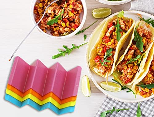 Hunnycook Renkli Taco Tutucular Standı 8'li Set-Büyük Taco Tepsi Plakaları Her Biri 3 veya 2'ye Kadar Taco Tutar, (Toksik
