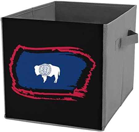Wyoming bayrağı Büyük Küpler eşya kutuları Katlanabilir kanvas saklama kutusu dolap düzenleyiciler Raflar için