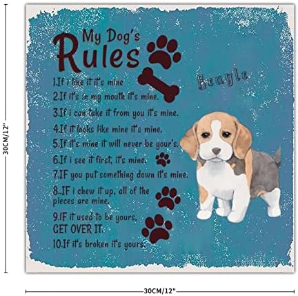 Alioyoit Komik Metal Köpek İşareti Plak Köpeğimin Kuralları Sıkıntılı Pet Köpek hoş geldin yazısı Metal Plaka Retro Pet Köpek