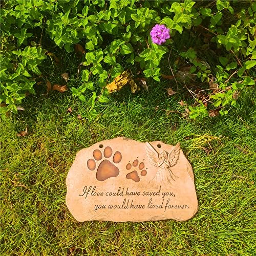 jinhuoba Pençe Baskılar Köpekler veya Kediler için Pet Köpek Anıt Taşları-Pençe Baskılar Pet Köpek Anıt Bahçe Plakları Melekli