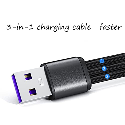 Çoklu Şarj Kablosu 3'ü 1 arada USB Hızlı Şarj Kablosu Velcro ile 4 ft Ayarlanabilir IP/Tip C/Android/Apple/Samsung/LG/Piksel